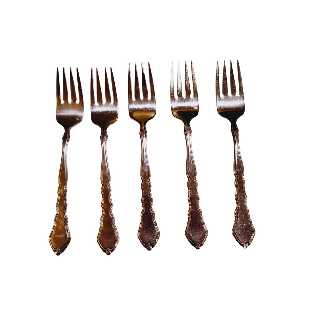Lot of 5 Oneida Community Stainless Flatware Silverware SATINIQUE Salad Forks